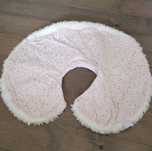 Pottery Barn Kids Boppy Pink and cream Fuzzy Star baby newborn girl pillow Cover